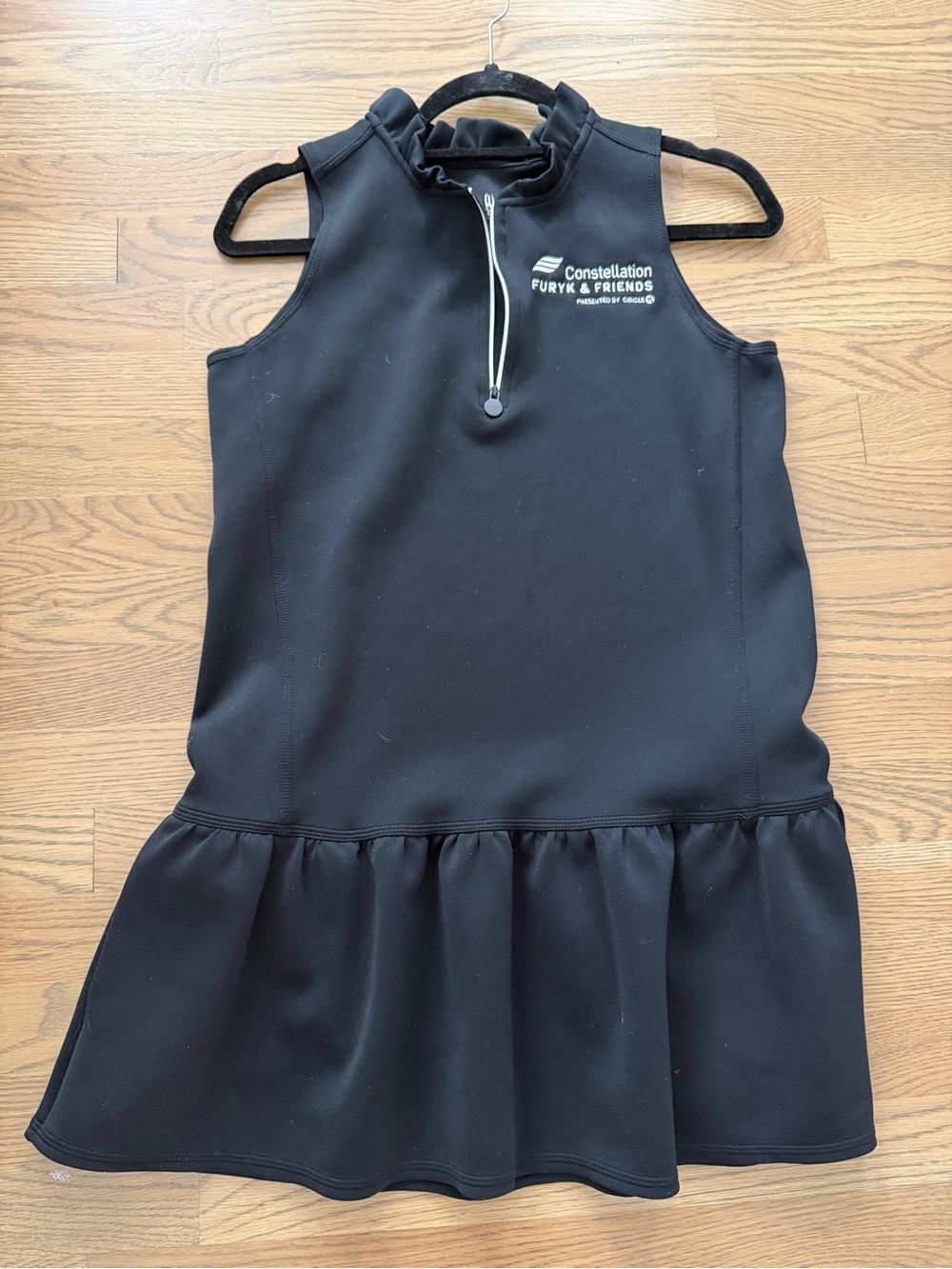 Tail Black Sleeveless Ruffle Hem Dress